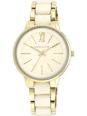 Anne Klein Women's Ivory Gold Analog Quartz Fashion Resin Bracelet Luxury Watch
